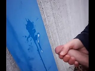 Outdoor masturbation! I Cum on wall in cause of - Wertert009